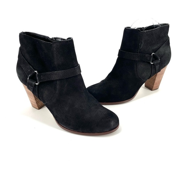 Cole Haan Calixta Harness Ankle Booties Black Nubuck - Picture 1 of 7